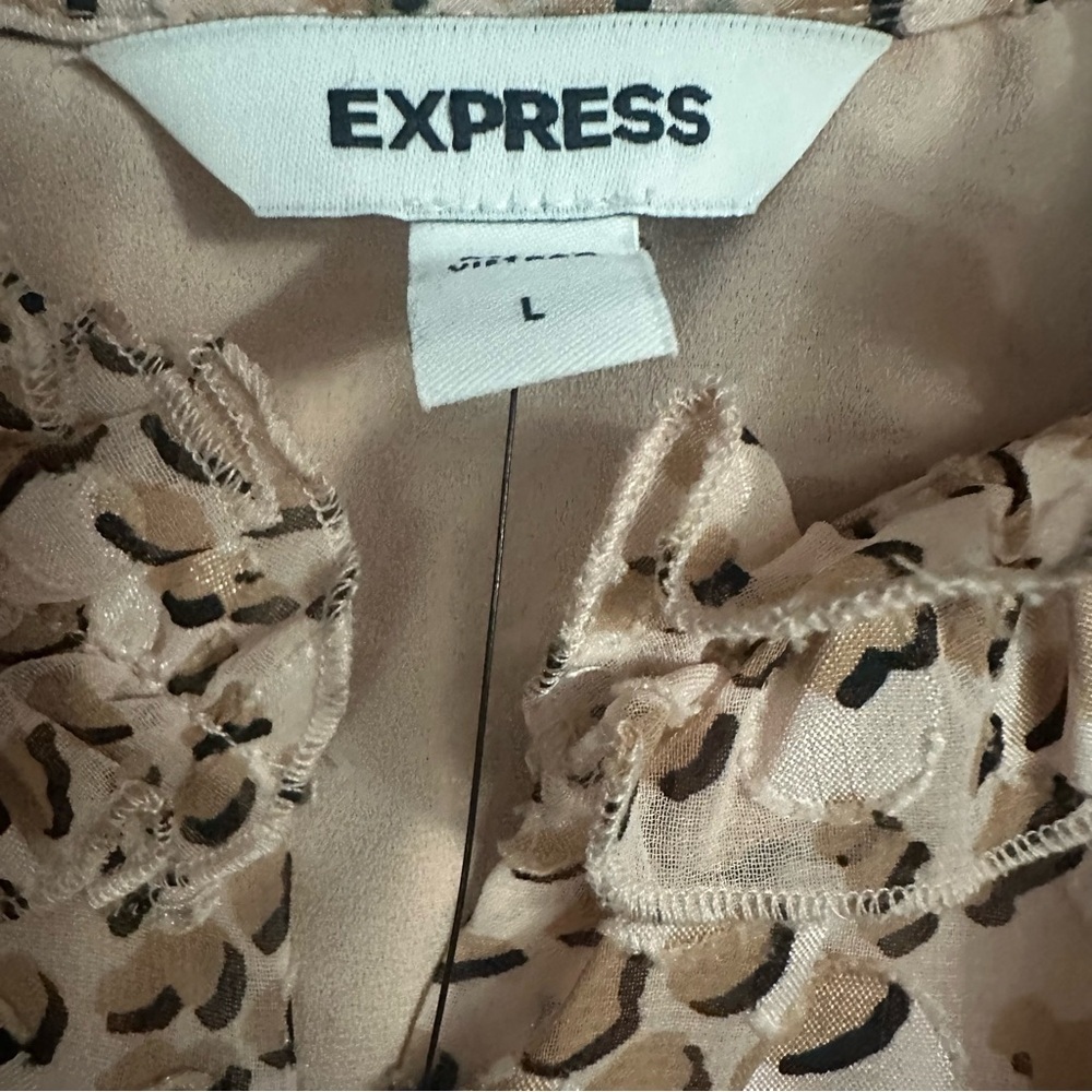 Express Animal Print Ruffle Top - Picture 3 of 5